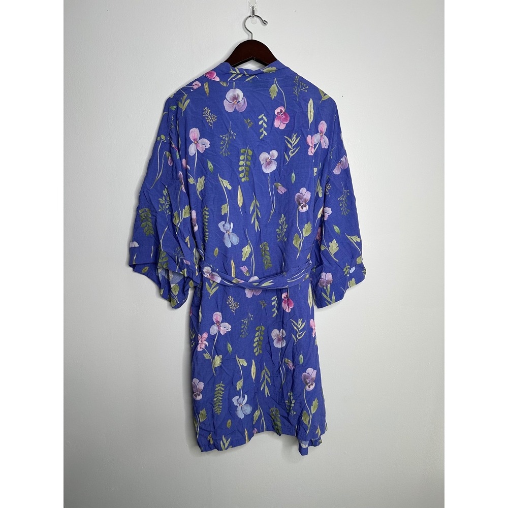 Uncommon Goods Floral Kimono Robe Women XS/S Blue Excellent Botanical Lyocell - Picture 6 of 6